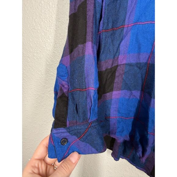 Rails Womens Blue Purple Plaid Button Up Flannel Sz M Soft Grunge - Picture 4 of 9